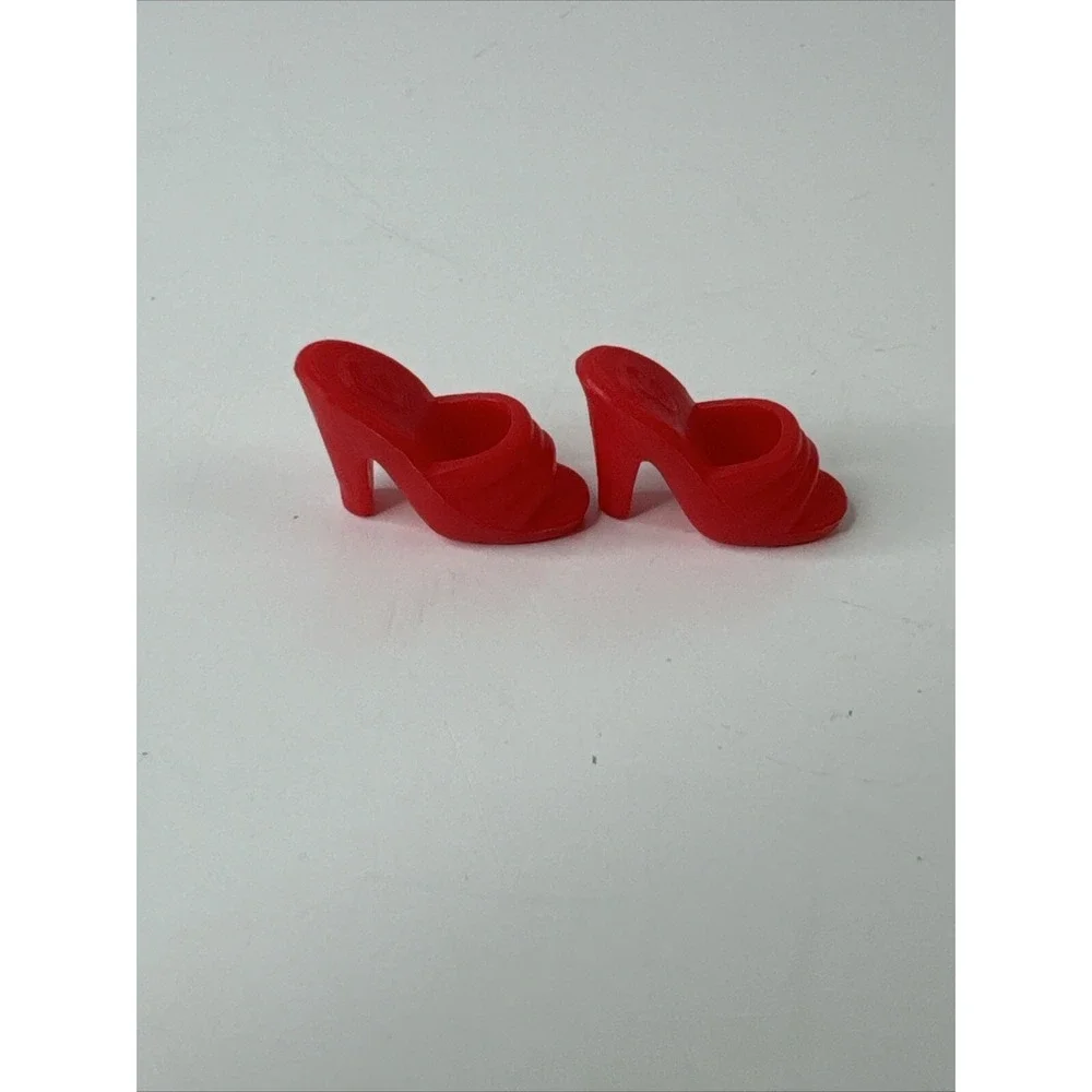 Barbie Doll Shoes Unisex OS Blue Red B Logo High Heel Mules‎ 2 Pairs Mattel Toy